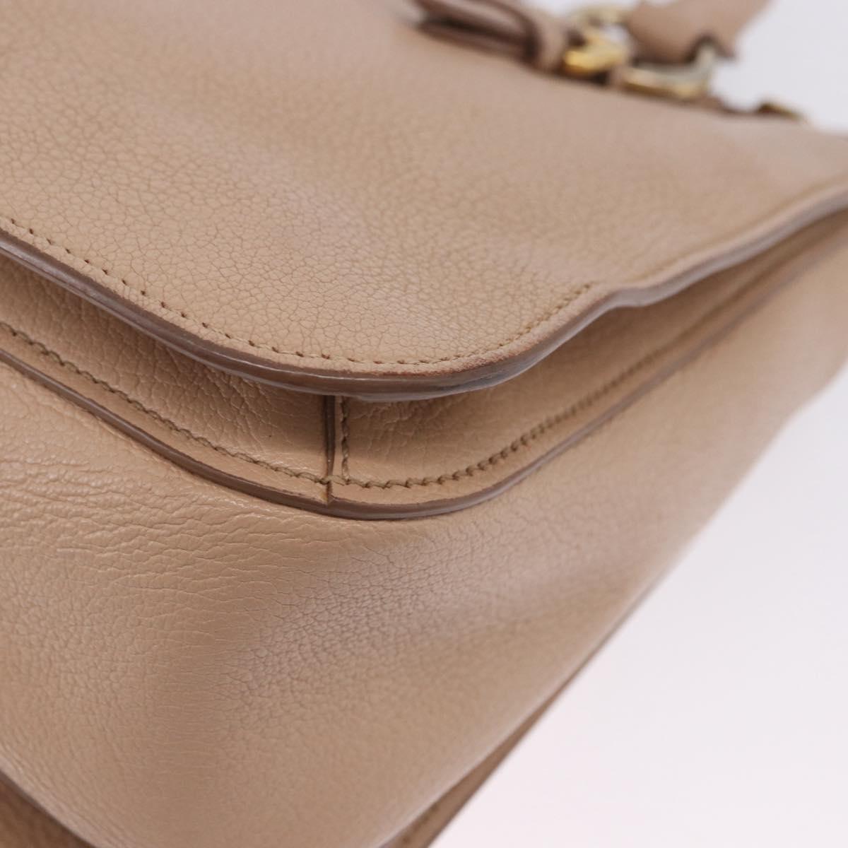 Miu Miu Hand Bag Leather 2way Beige Gold Auth 203009