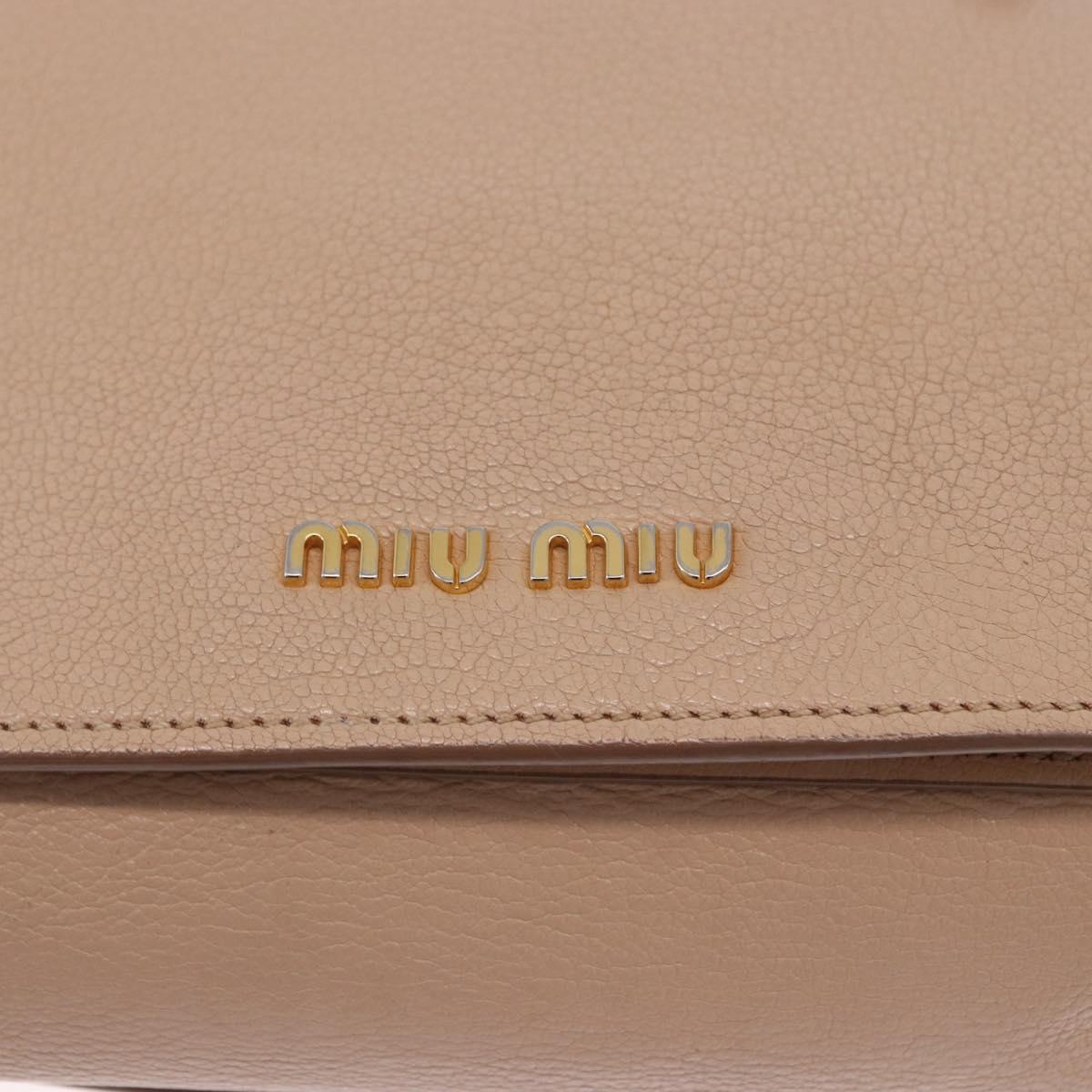 Miu Miu Hand Bag Leather 2way Beige Gold Auth 203009