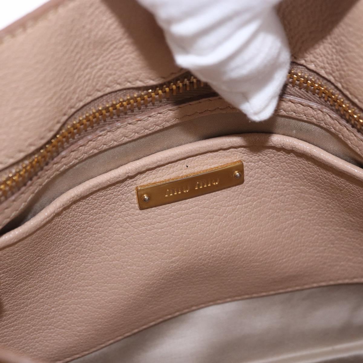Miu Miu Hand Bag Leather 2way Beige Gold Auth 203009