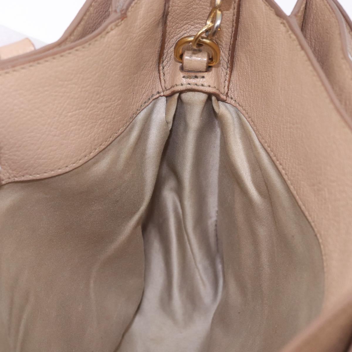 Miu Miu Hand Bag Leather 2way Beige Gold Auth 203009