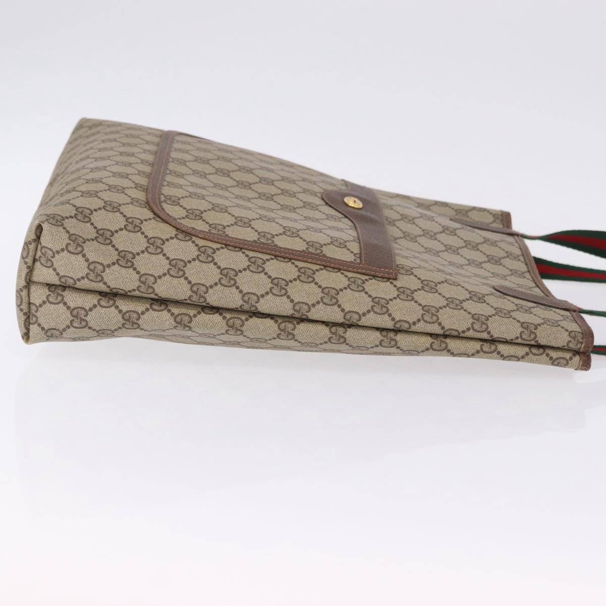 GUCCI GG Supreme Web Sherry Line Tote Bag PVC Beige Gold 89 02 003 Auth 203010