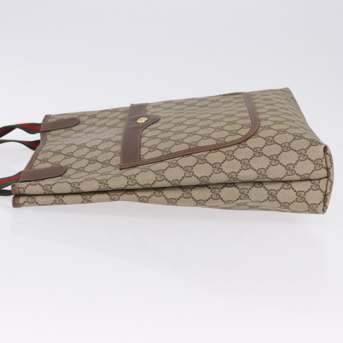 GUCCI GG Supreme Web Sherry Line Tote Bag PVC Beige Gold 89 02 003 Auth 203010