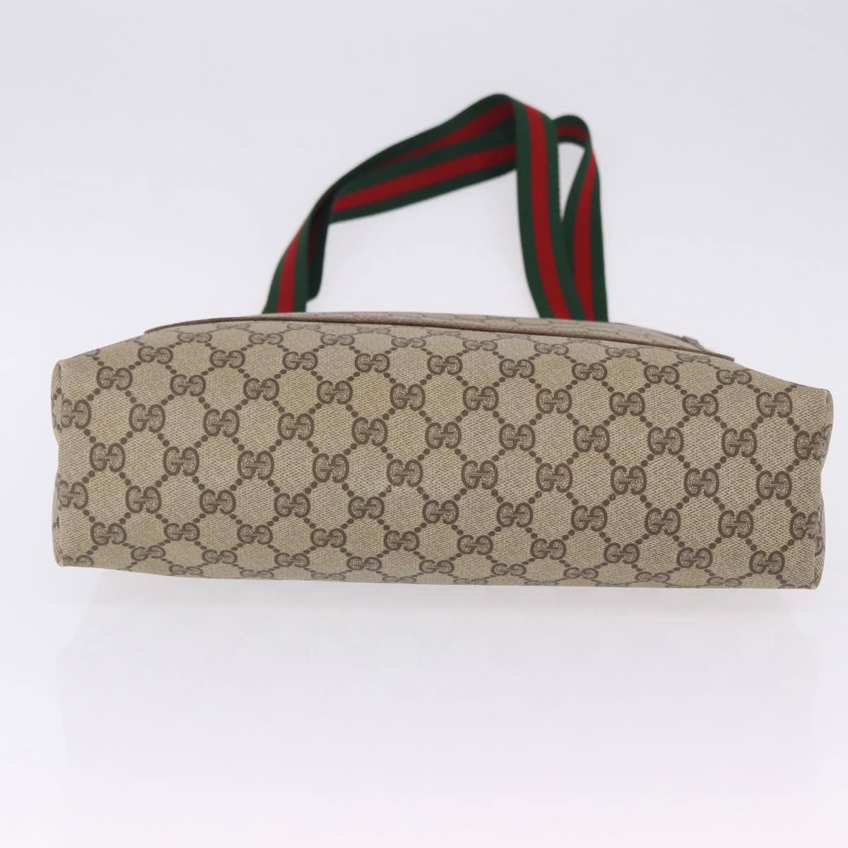 GUCCI GG Supreme Web Sherry Line Tote Bag PVC Beige Gold 89 02 003 Auth 203010