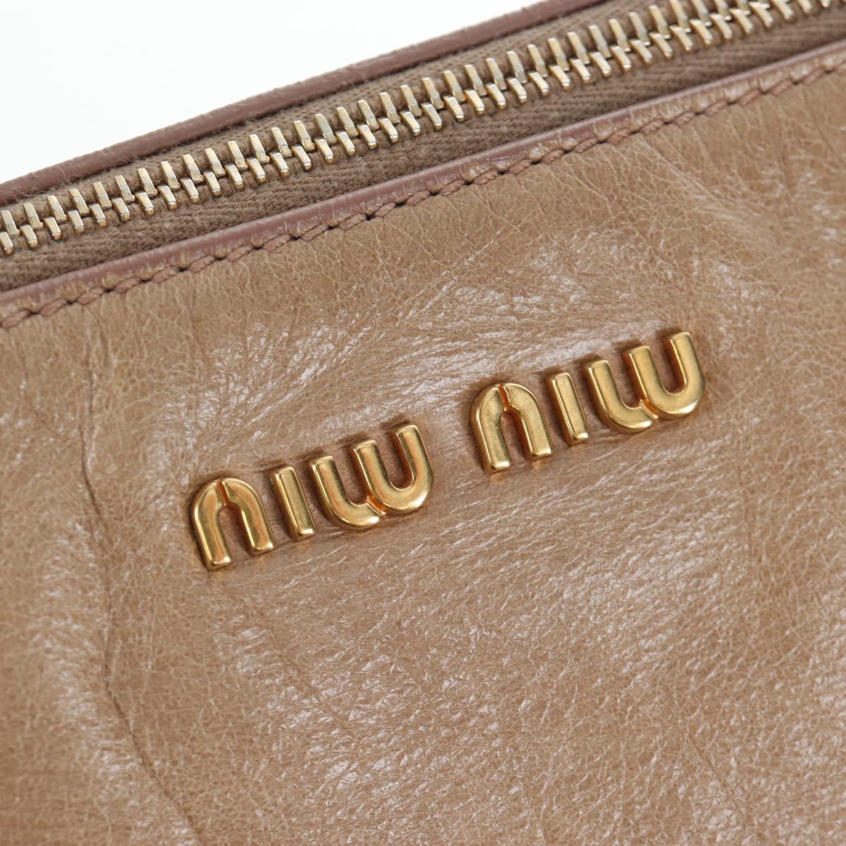 Miu Miu Hand Bag Vitellolux 2way Beige Gold Auth 203013V