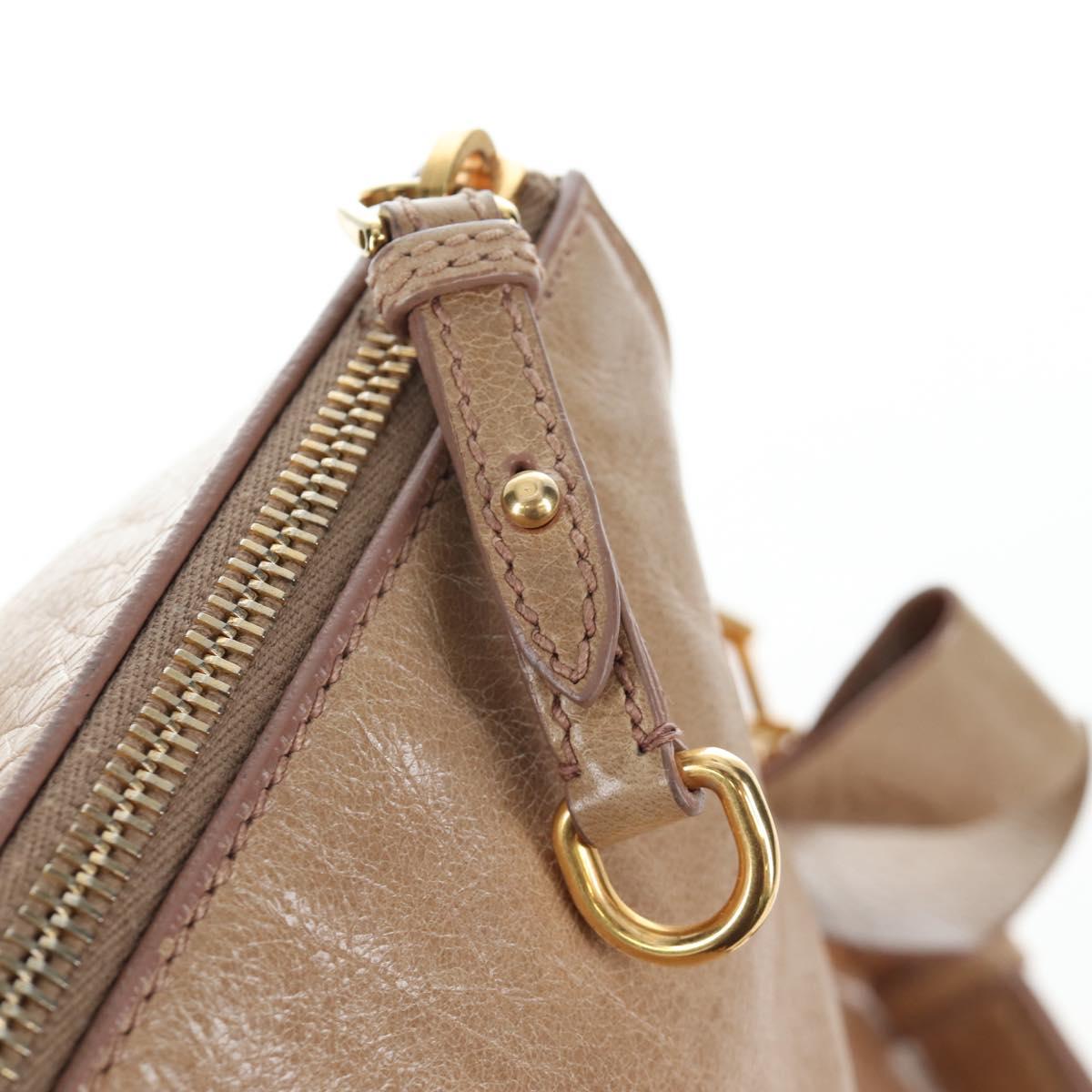 Miu Miu Hand Bag Vitellolux 2way Beige Gold Auth 203013V