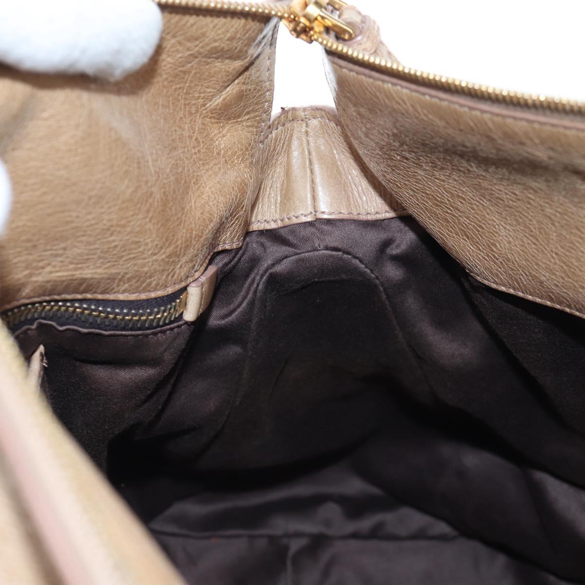 Miu Miu Hand Bag Vitellolux 2way Beige Gold Auth 203013V