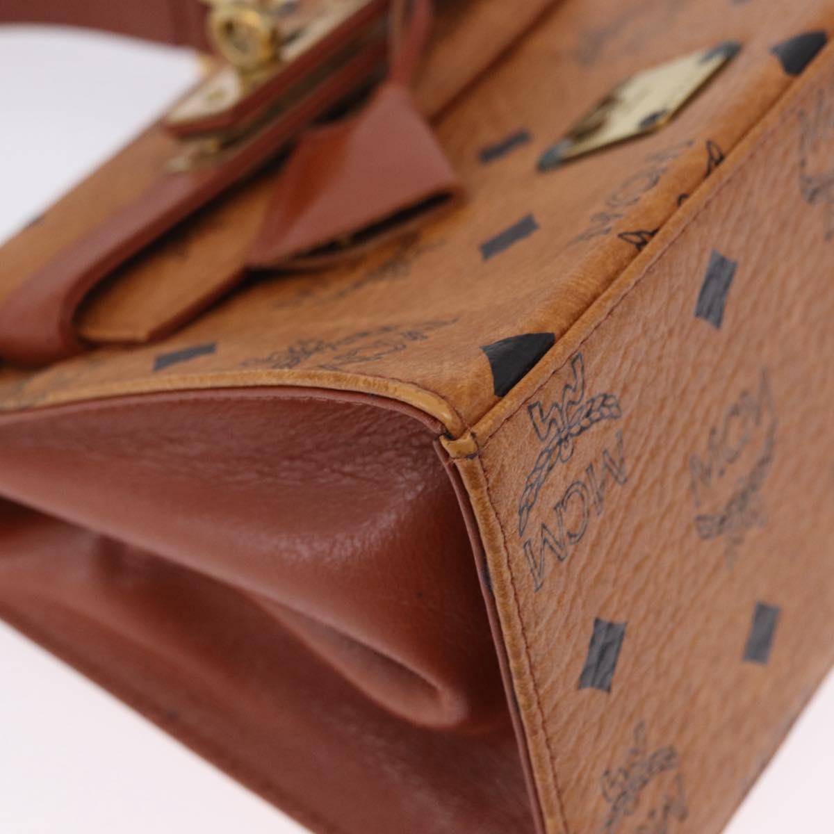 MCM Vicetos Logogram Hand Bag PVC Leather 2way Brown Gold Auth 203014A