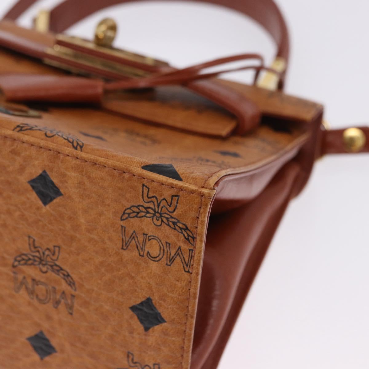 MCM Vicetos Logogram Hand Bag PVC Leather 2way Brown Gold Auth 203014A