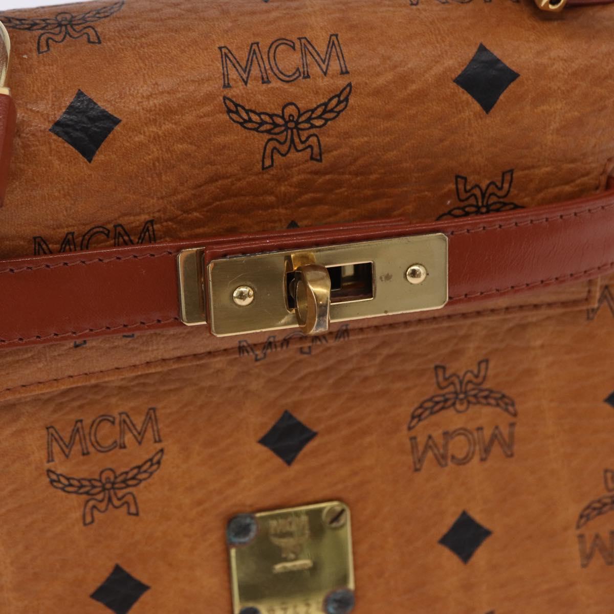 MCM Vicetos Logogram Hand Bag PVC Leather 2way Brown Gold Auth 203014A