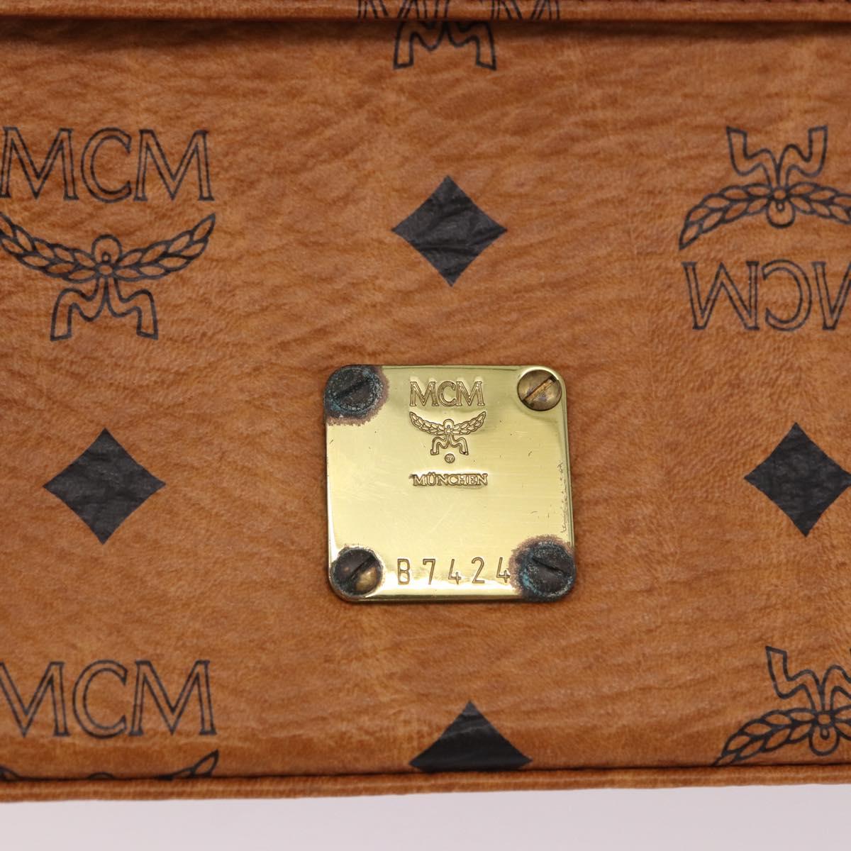 MCM Vicetos Logogram Hand Bag PVC Leather 2way Brown Gold Auth 203014A