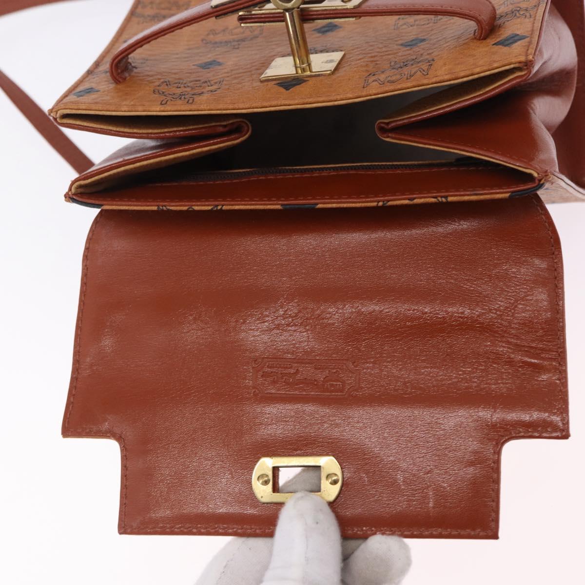 MCM Vicetos Logogram Hand Bag PVC Leather 2way Brown Gold Auth 203014A