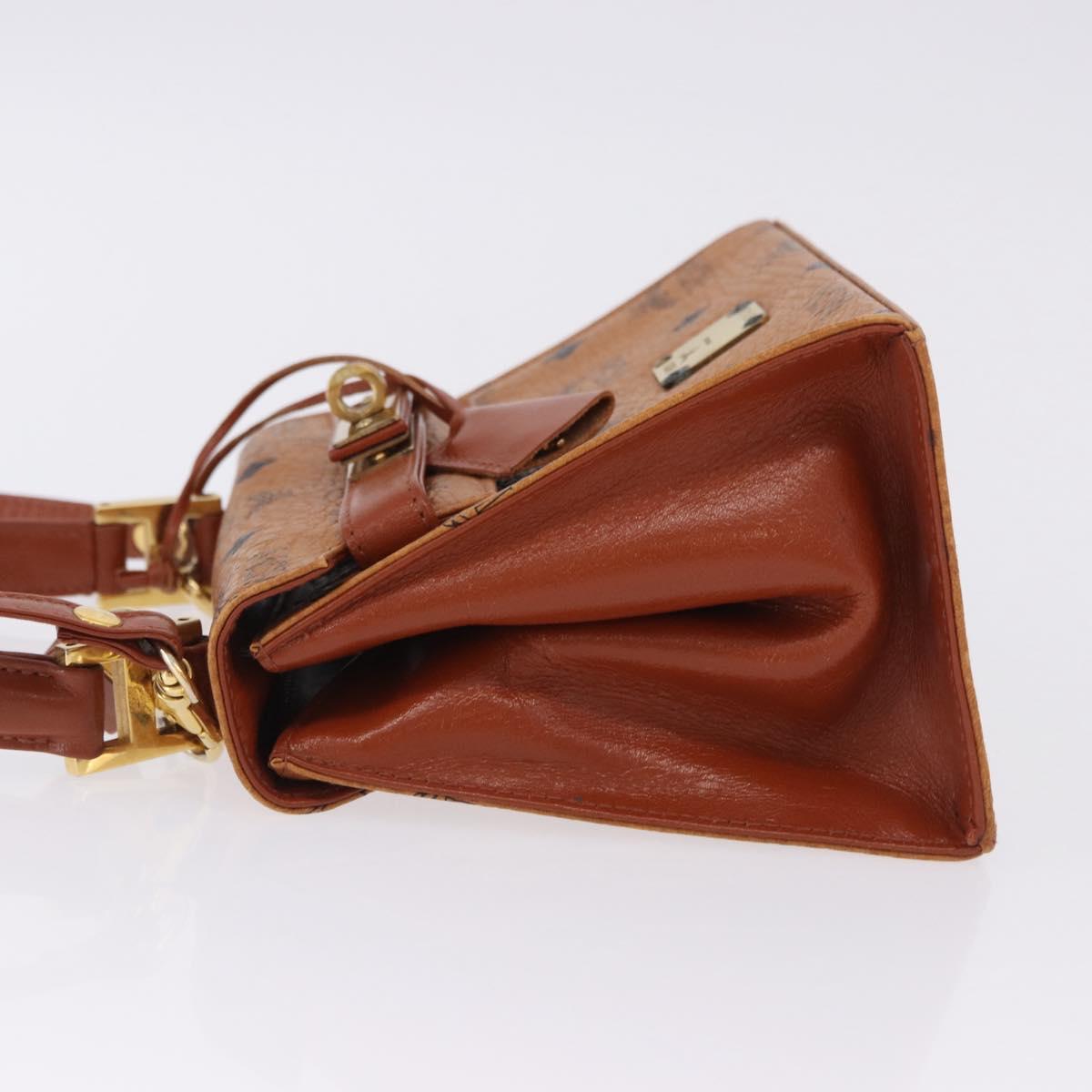 MCM Vicetos Logogram Hand Bag PVC Leather 2way Brown Gold Auth 203014A