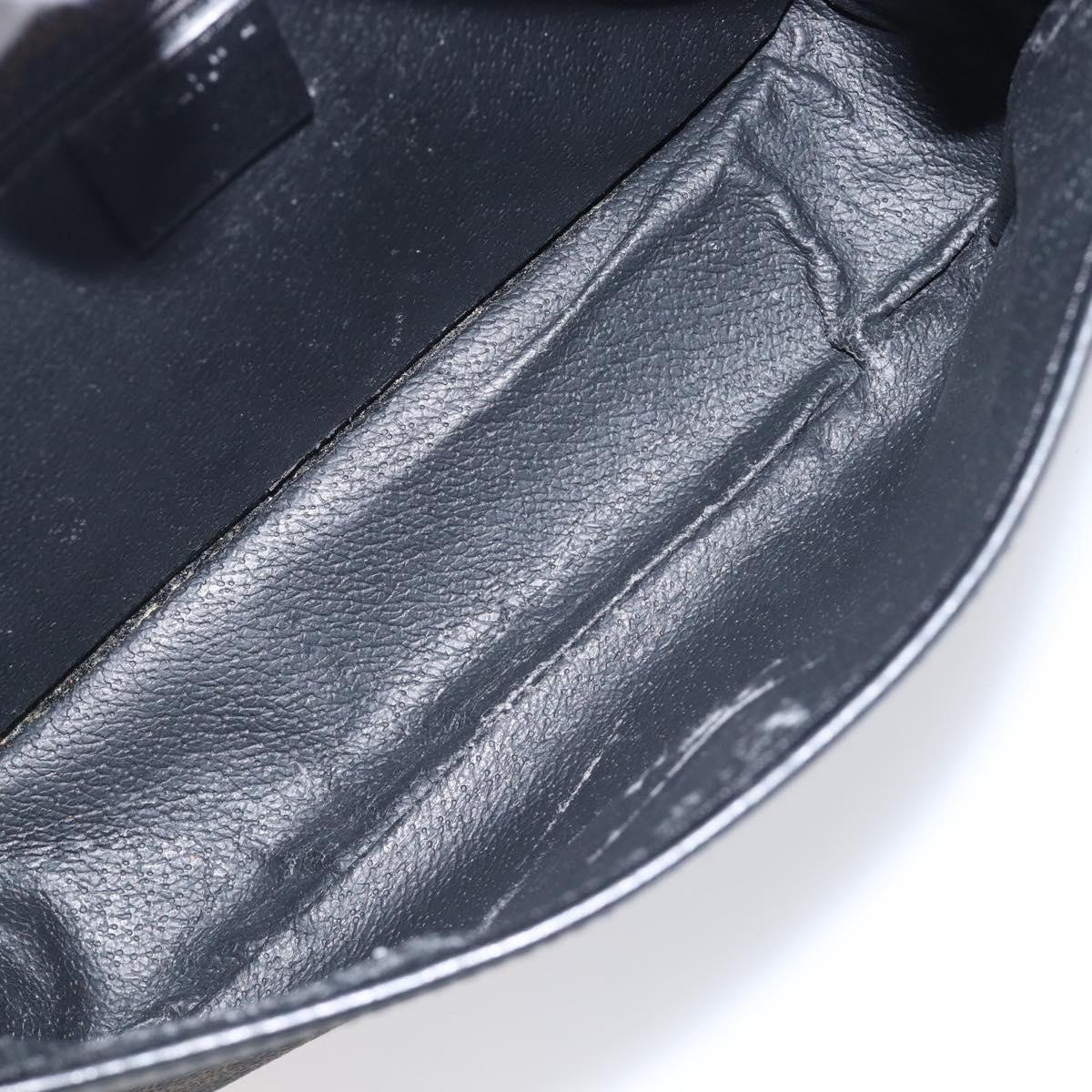 CELINE Macadam Canvas Circle Hand Bag PVC Leather Black Gold Auth 203016