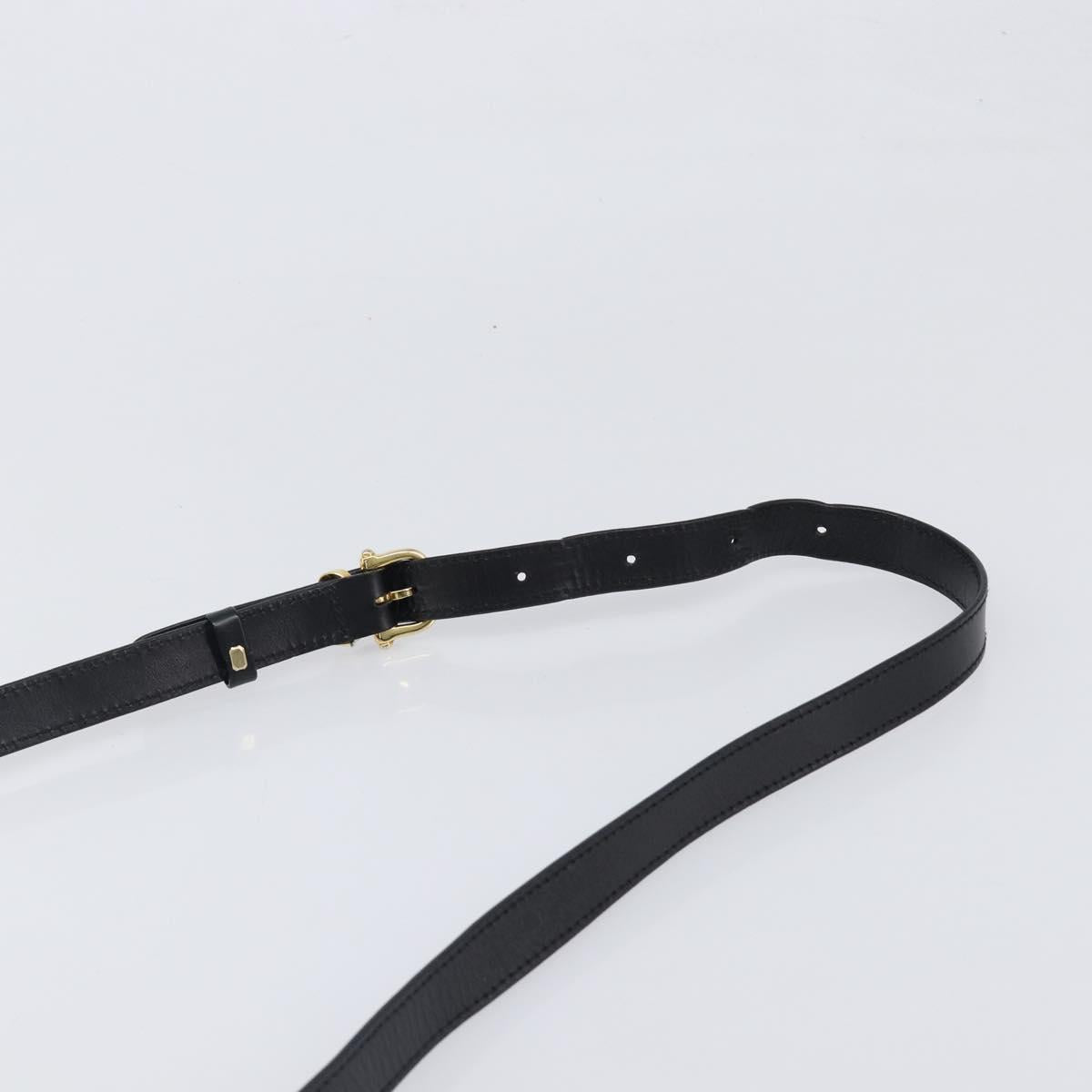 CELINE Macadam Canvas Circle Hand Bag PVC Leather Black Gold Auth 203016