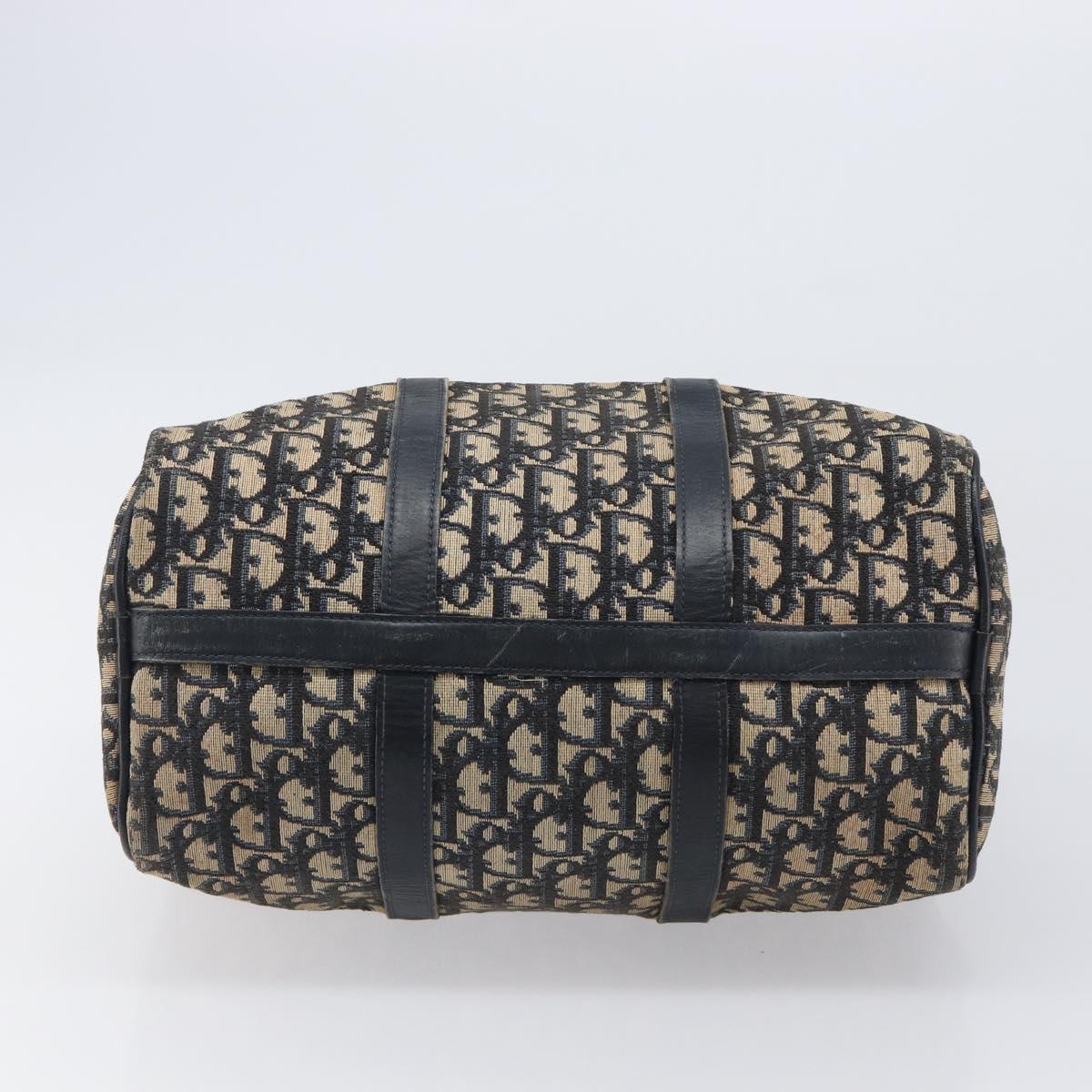 Christian Dior Trotter Canvas Boston Bag Navy Silver Auth 203017