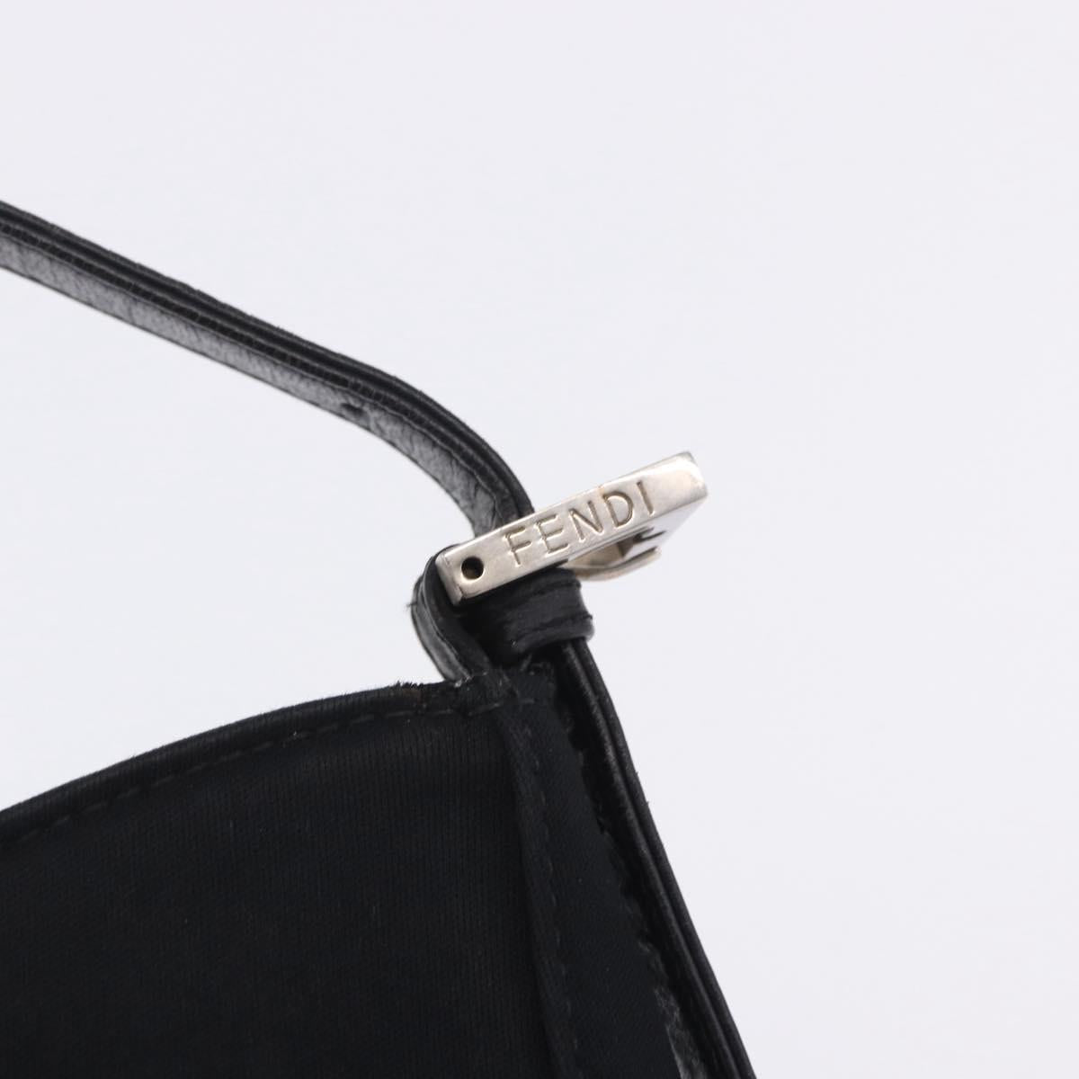 FENDI Mamma Baguette Shoulder Bag Cotton Jersey Black Silver Auth 203020V