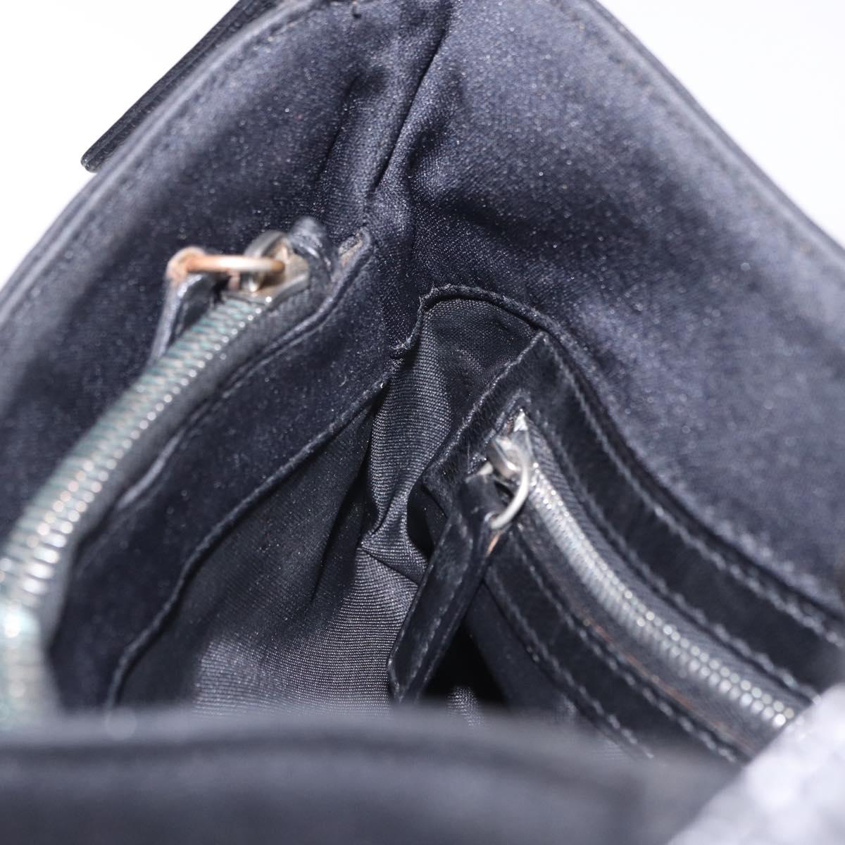 FENDI Mamma Baguette Shoulder Bag Cotton Jersey Black Silver Auth 203020V