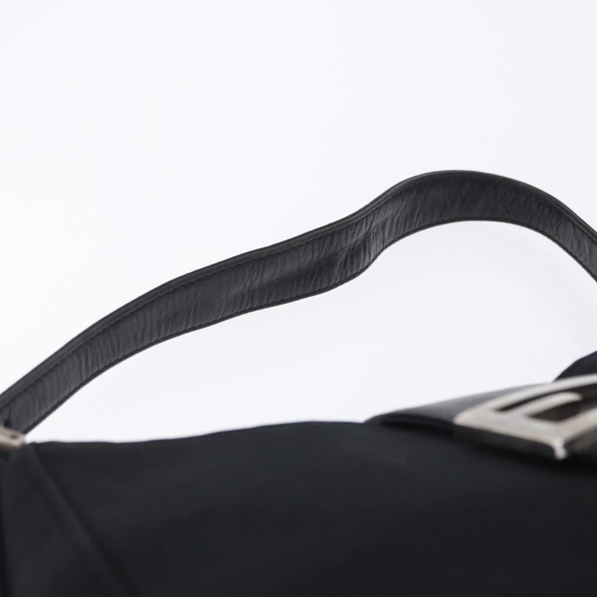 FENDI Mamma Baguette Shoulder Bag Cotton Jersey Black Silver Auth 203020V