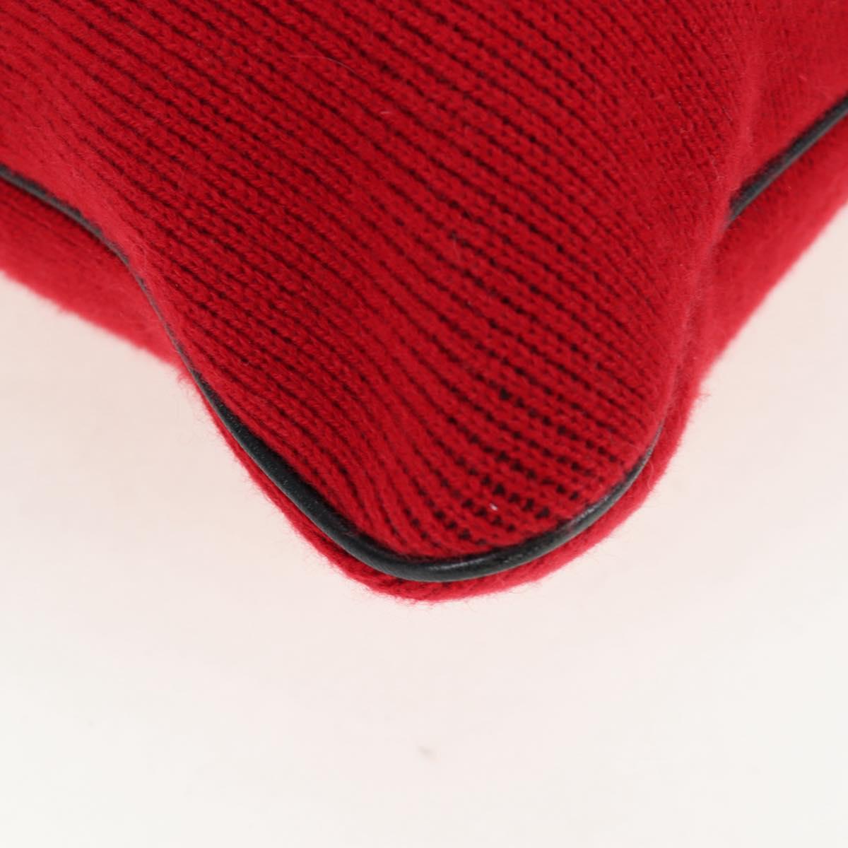 CELINE Shoulder Bag Knitted Fabrics Red Silver Auth 203021V