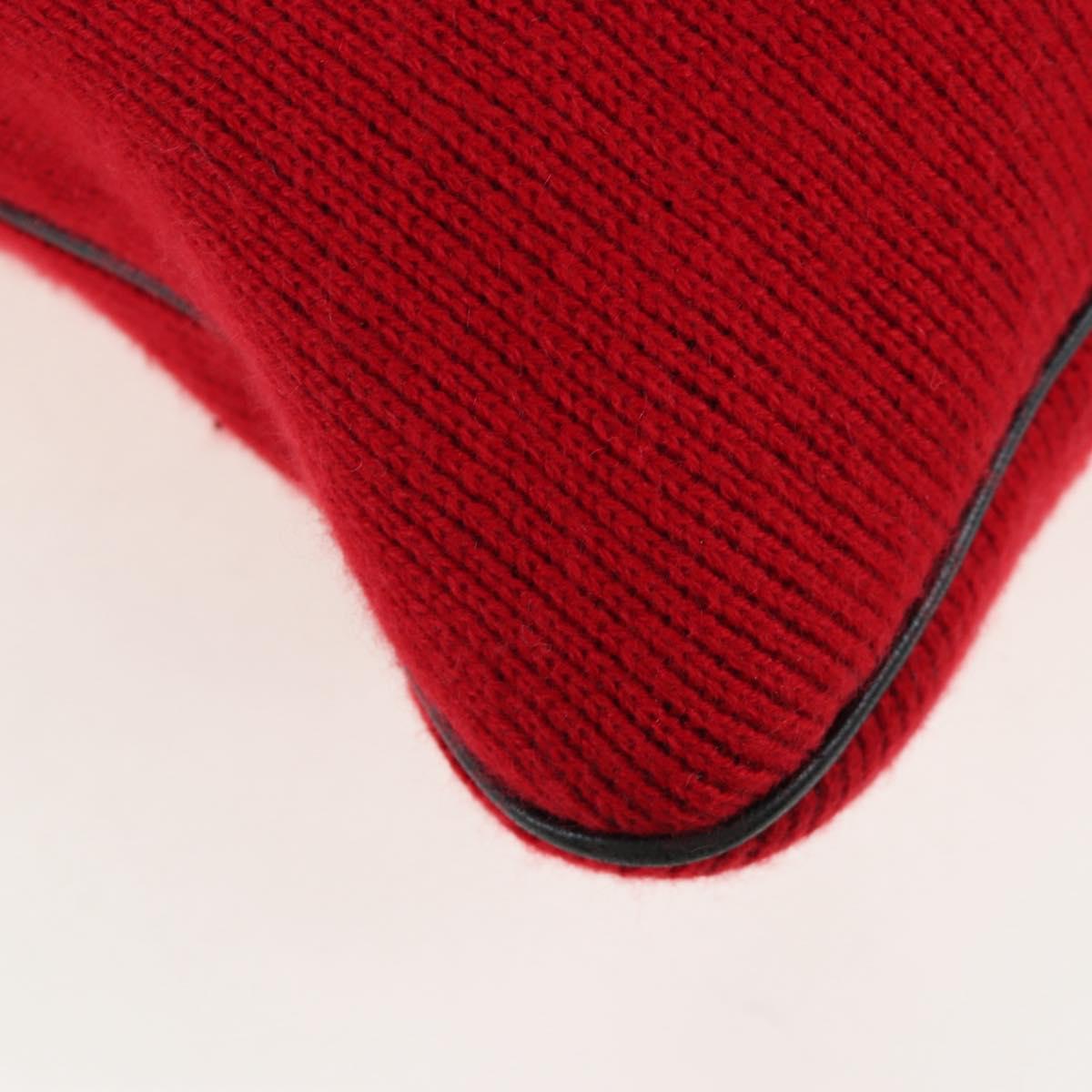 CELINE Shoulder Bag Knitted Fabrics Red Silver Auth 203021V