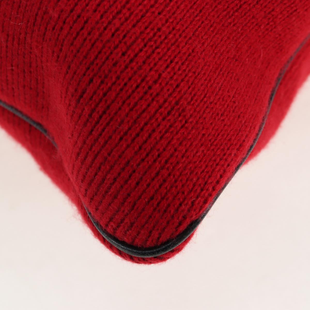 CELINE Shoulder Bag Knitted Fabrics Red Silver Auth 203021V