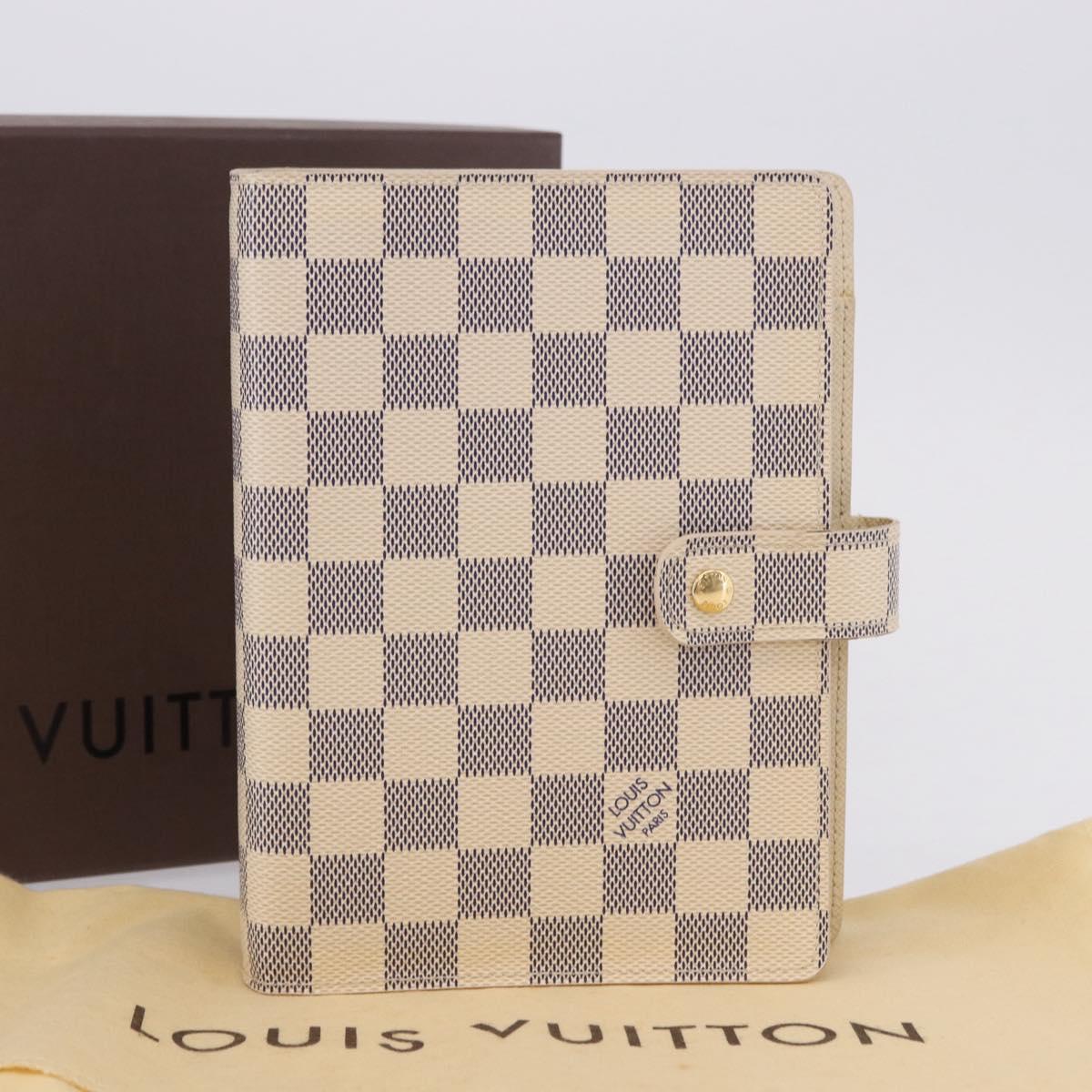 LOUIS VUITTON Damier Azur Agenda MM Day Planner Cover R20707 LV Auth 203022V