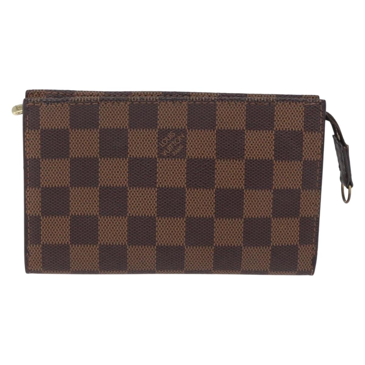 LOUIS VUITTON Damier Ebene Poche Toilette 15 Pouch N47548 LV Auth 203025