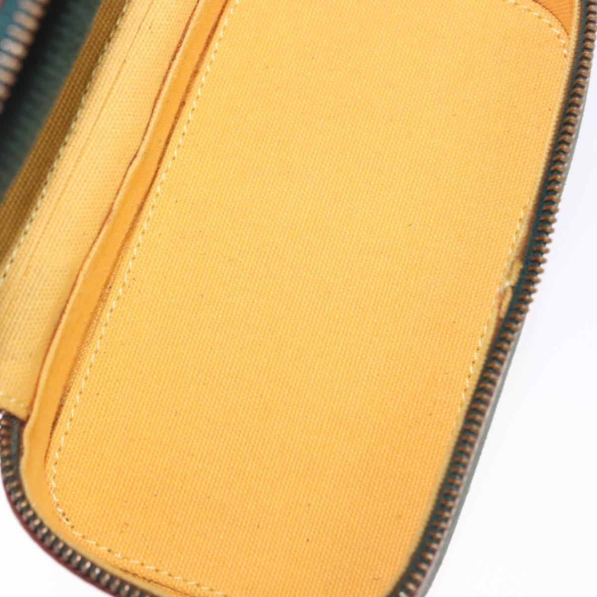LOEWE Jewelry Pouch Suede Green Gold Auth 203034A