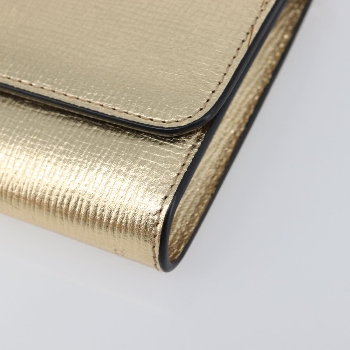 Salvatore Ferragamo Gancini Chain Shoulder Wallet Leather Gold Auth 203036V