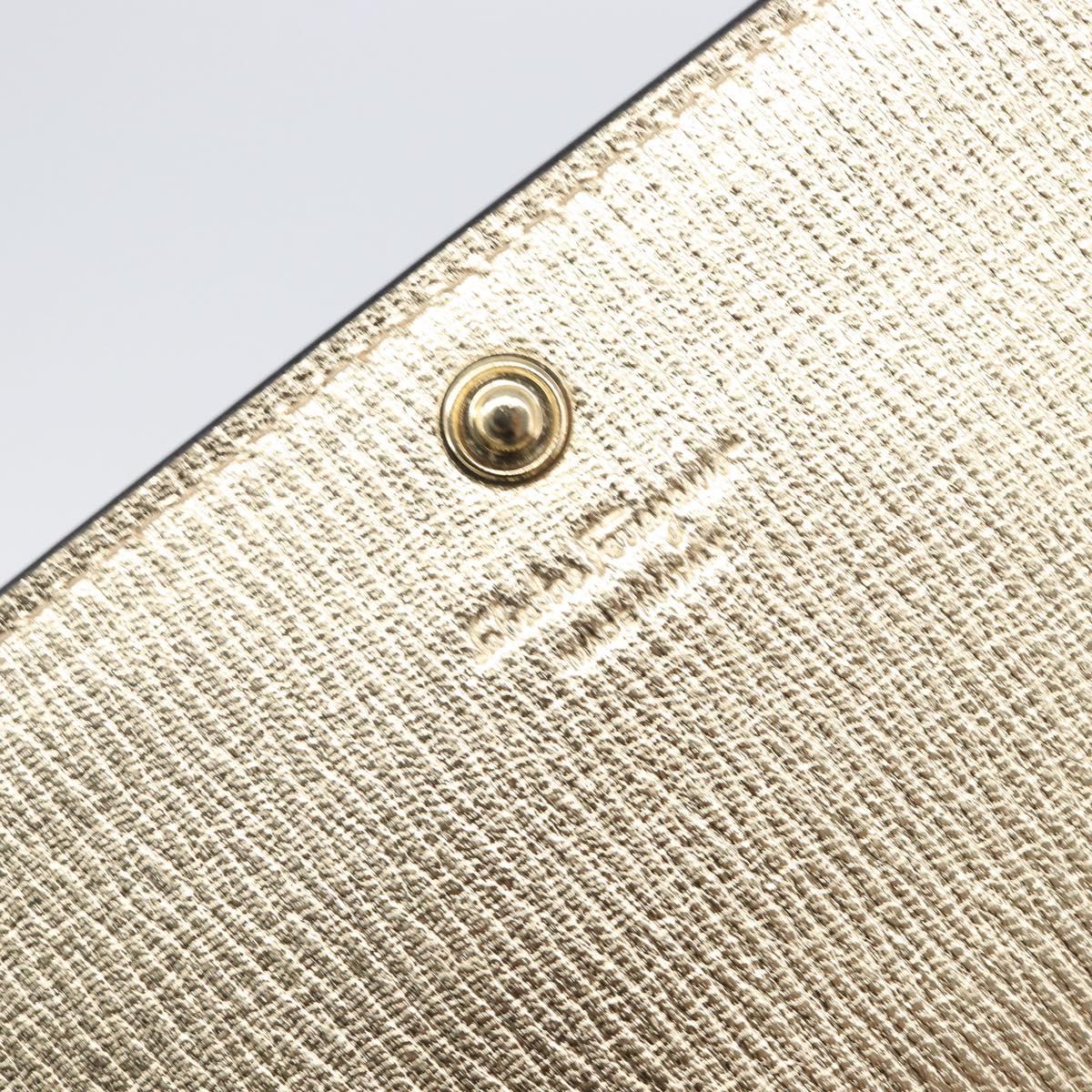 Salvatore Ferragamo Gancini Chain Shoulder Wallet Leather Gold Auth 203036V