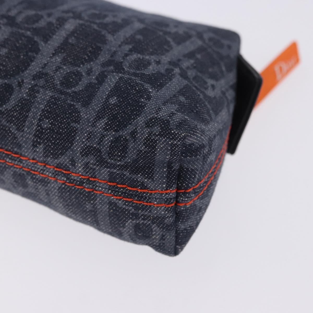 Christian Dior Trotter Canvas Flight Line Pouch Denim Navy Silver Auth 203039A