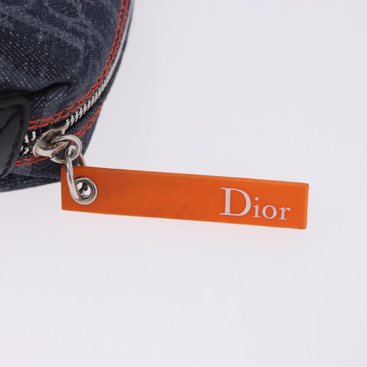 Christian Dior Trotter Canvas Flight Line Pouch Denim Navy Silver Auth 203039A