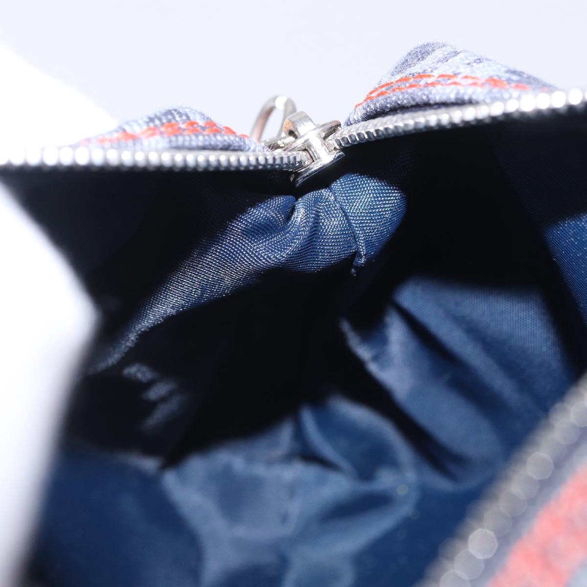 Christian Dior Trotter Canvas Flight Line Pouch Denim Navy Silver Auth 203039A