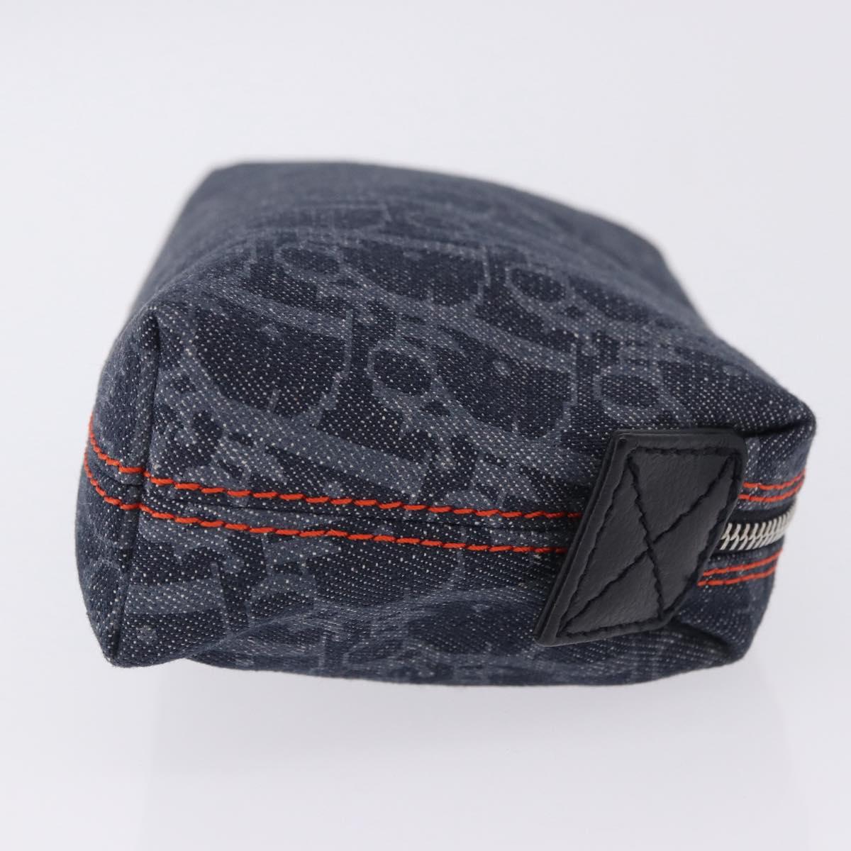 Christian Dior Trotter Canvas Flight Line Pouch Denim Navy Silver Auth 203039A