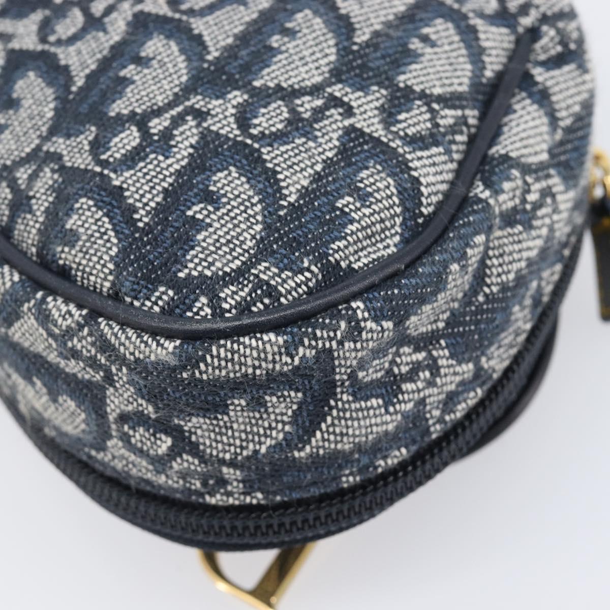 Christian Dior Trotter Canvas saddle Pouch Navy Gold Auth 203040A
