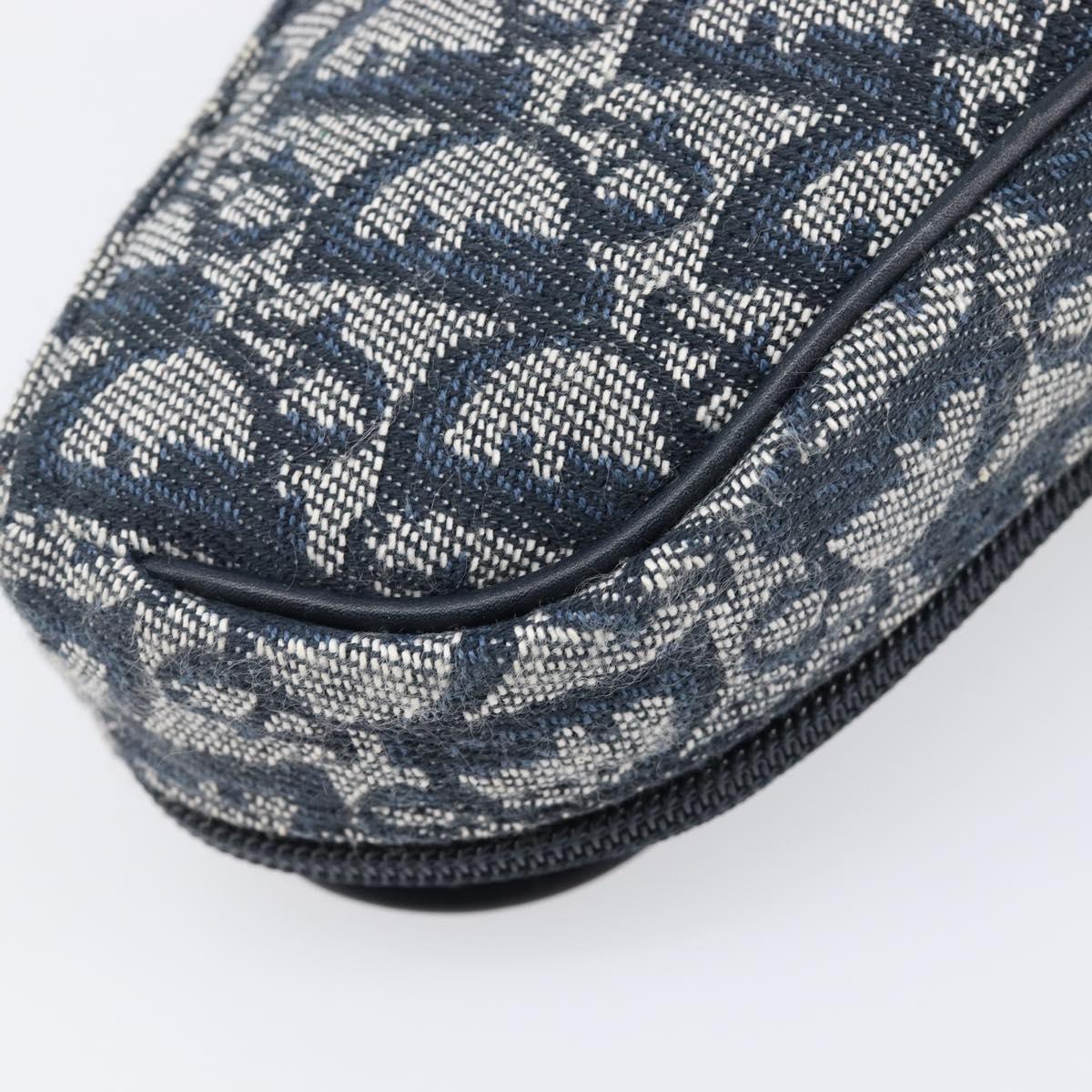 Christian Dior Trotter Canvas saddle Pouch Navy Gold Auth 203040A