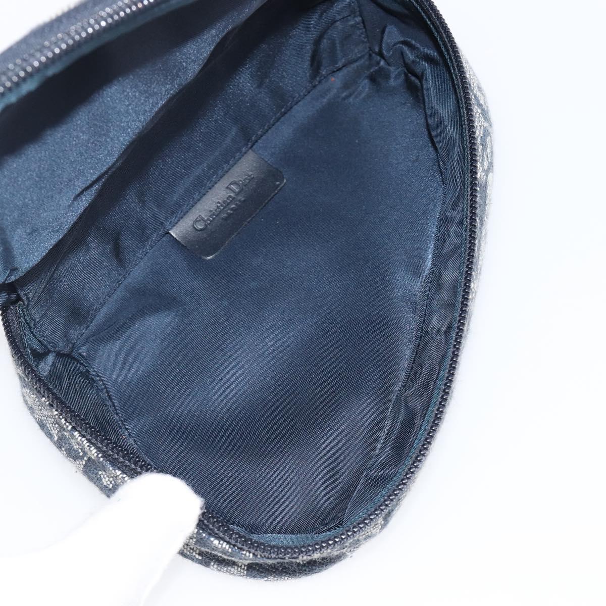 Christian Dior Trotter Canvas saddle Pouch Navy Gold Auth 203040A