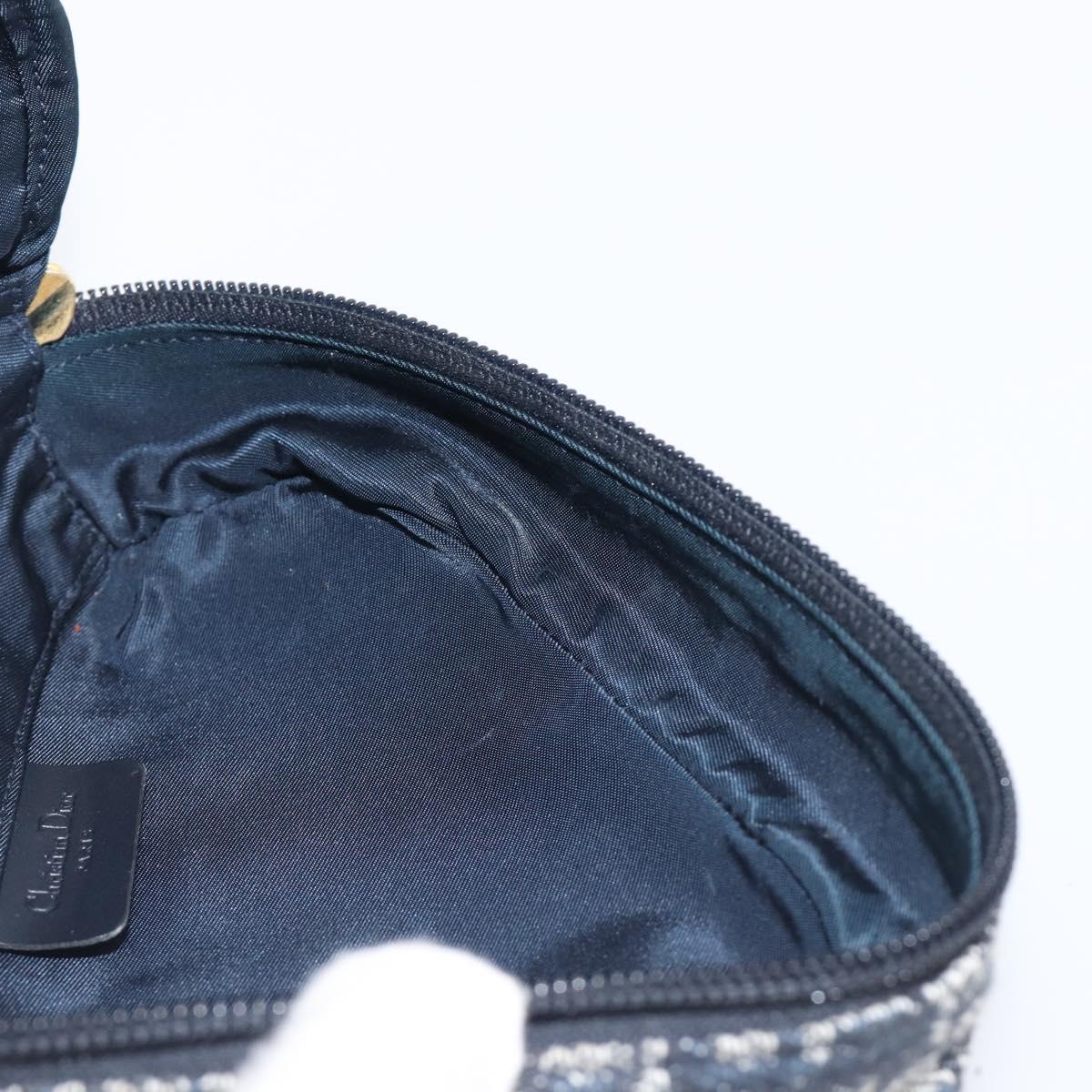 Christian Dior Trotter Canvas saddle Pouch Navy Gold Auth 203040A
