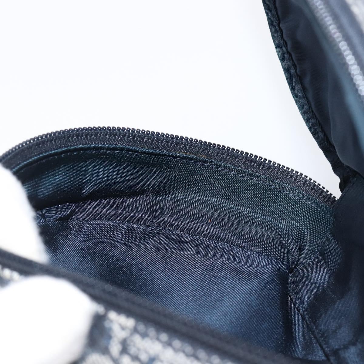 Christian Dior Trotter Canvas saddle Pouch Navy Gold Auth 203040A