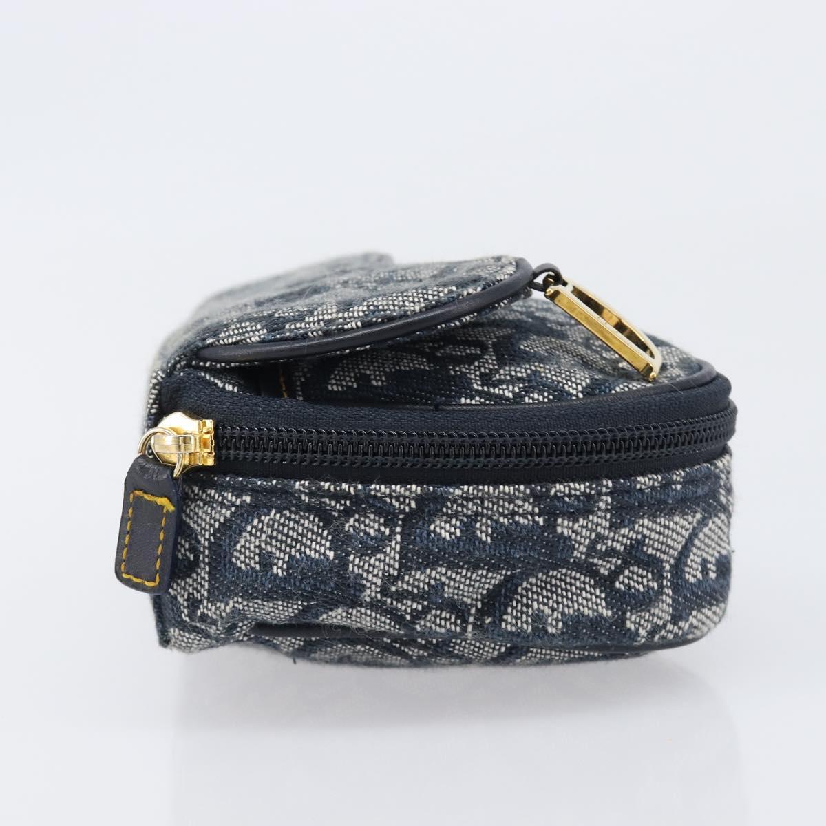Christian Dior Trotter Canvas saddle Pouch Navy Gold Auth 203040A