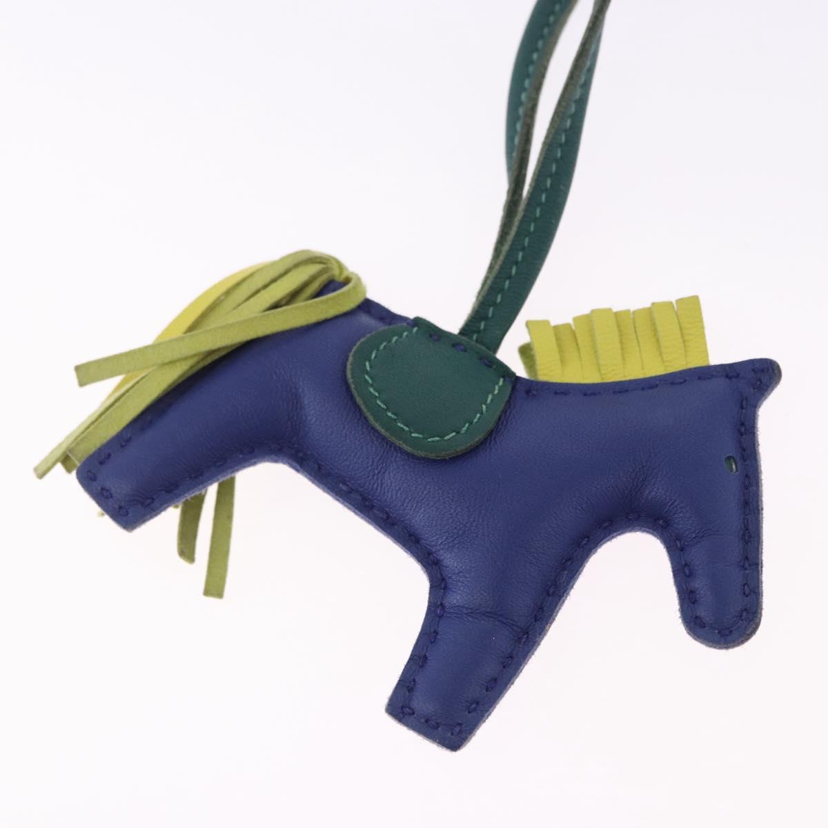 HERMES Rodeo MM Charm Leather Blue Auth 203043M