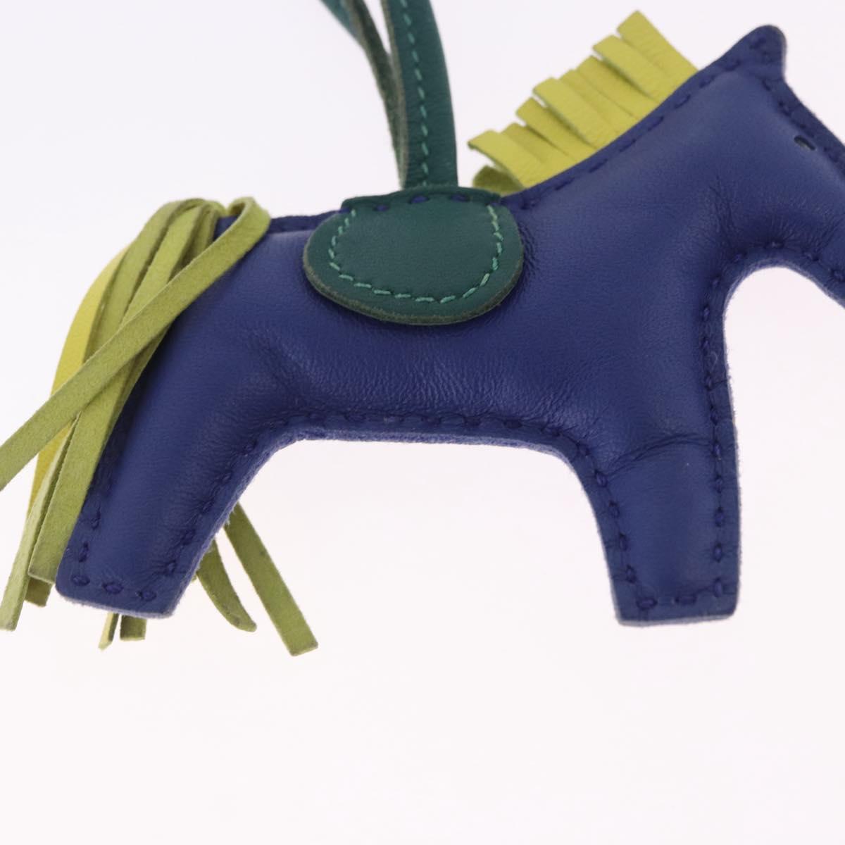 HERMES Rodeo MM Charm Leather Blue Auth 203043M