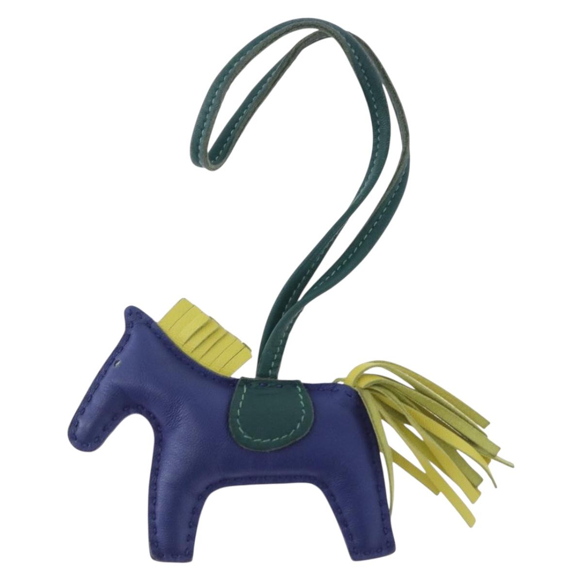 HERMES Rodeo MM Charm Leather Blue Auth 203043M