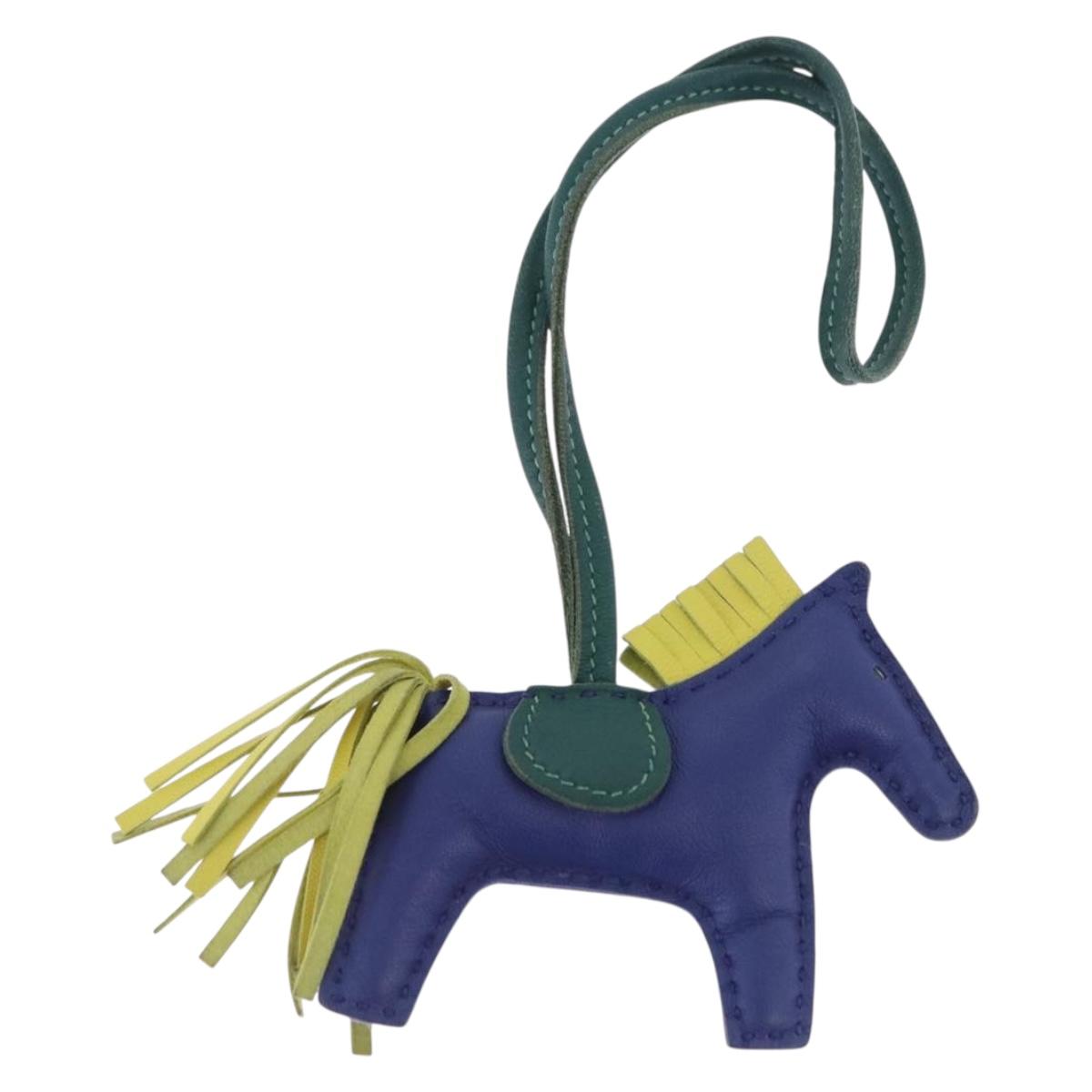 HERMES Rodeo MM Charm Leather Blue Auth 203043M