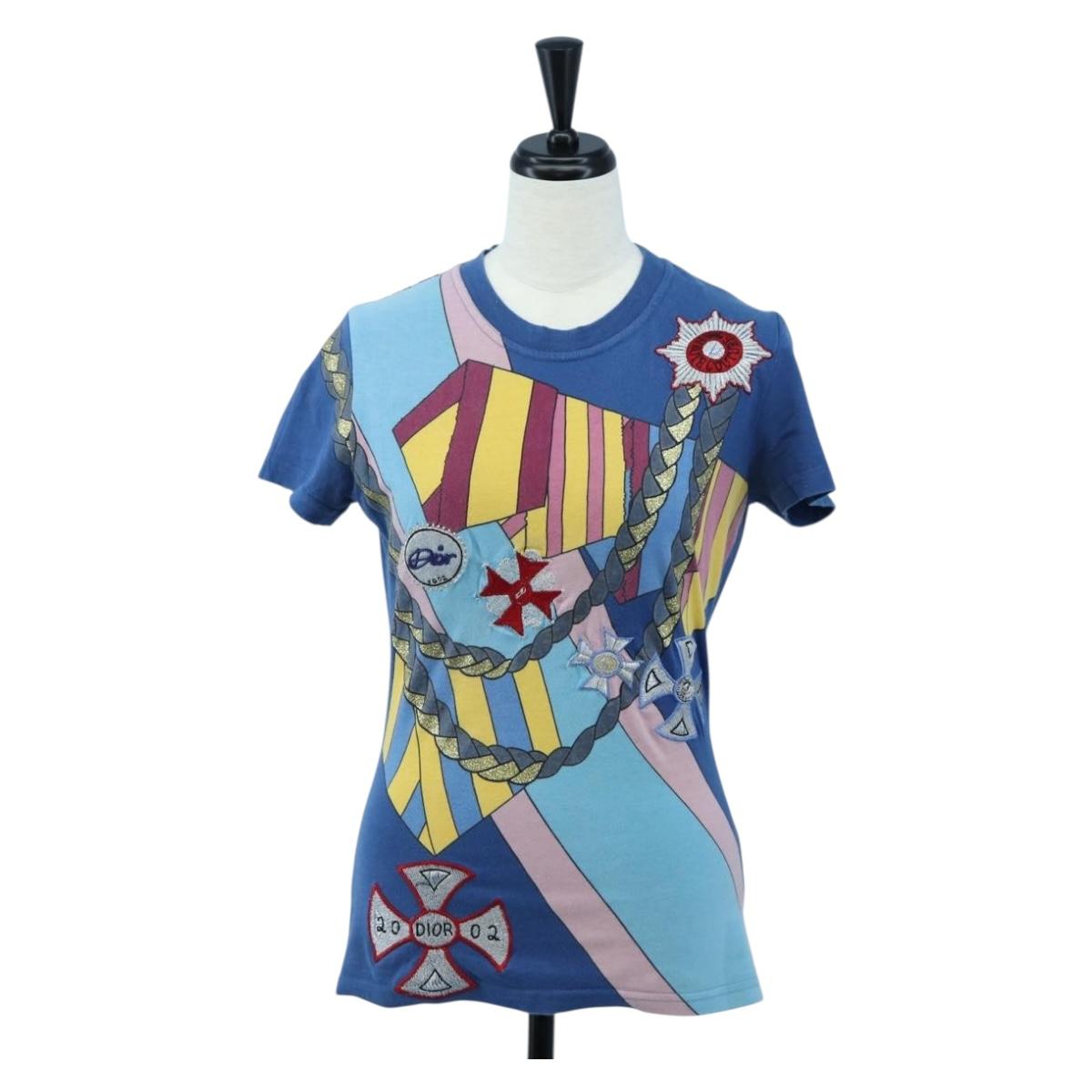 Christian Dior T Shirt cotton Blue Auth 203044M