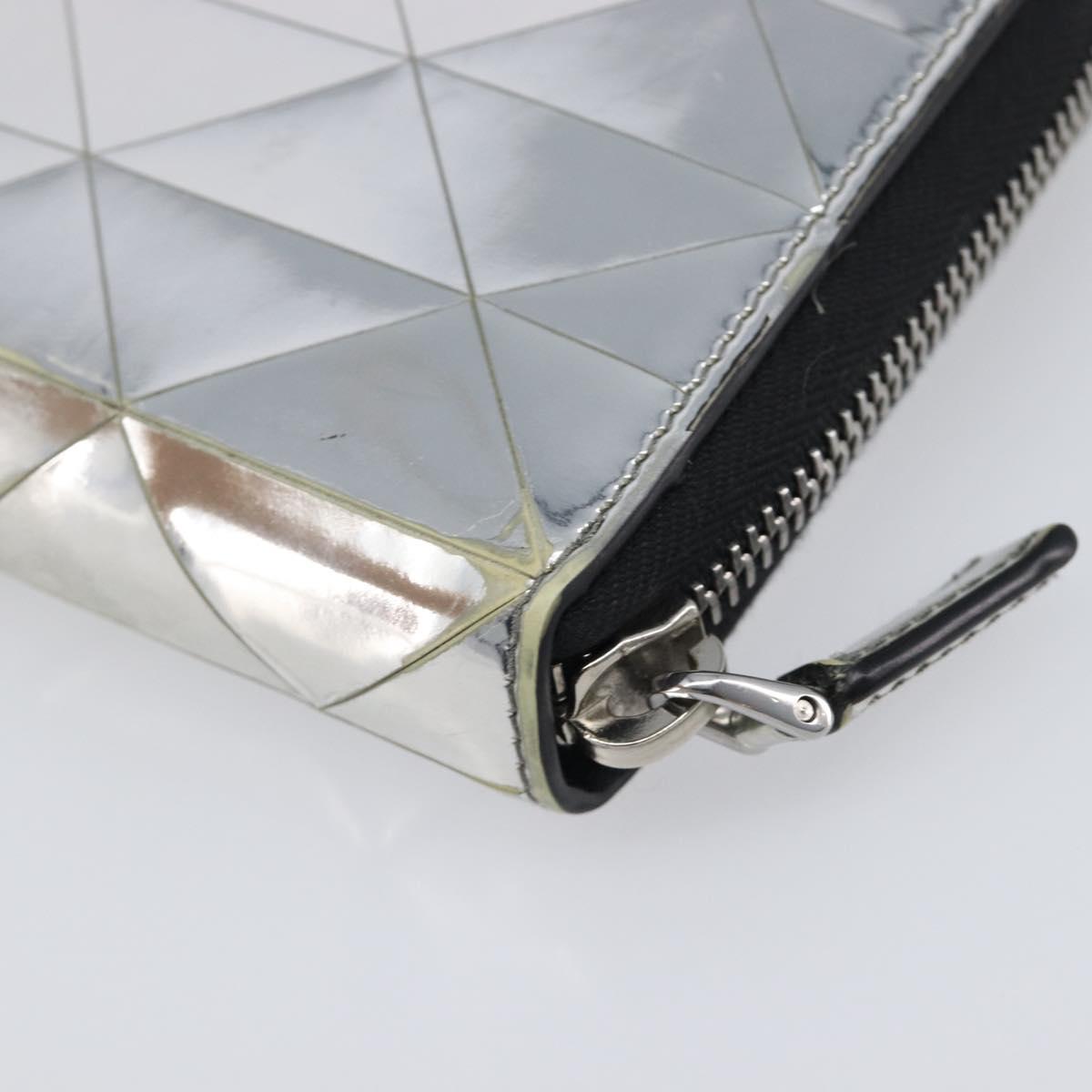 PRADA Long Wallet Leather Silver Auth 203045