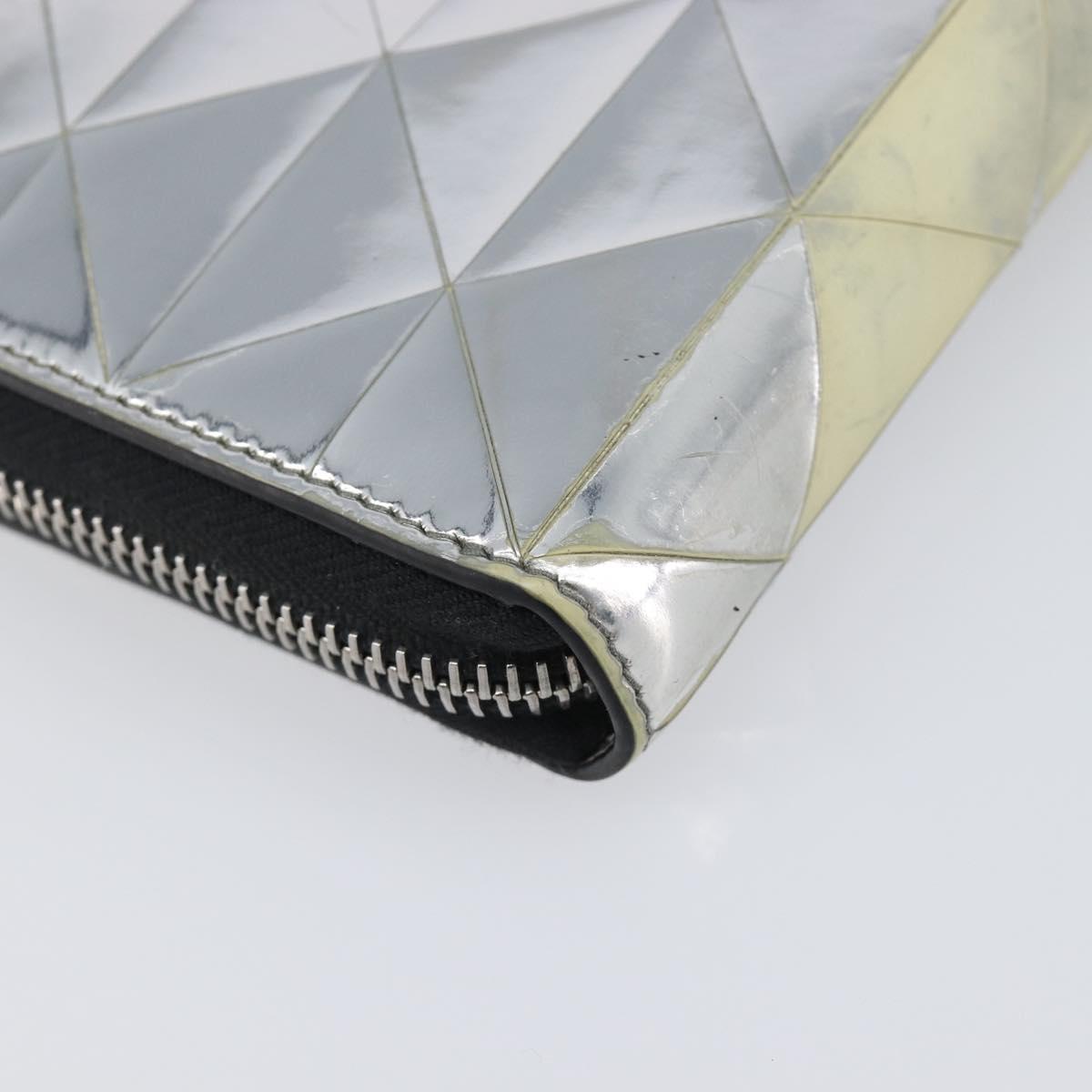 PRADA Long Wallet Leather Silver Auth 203045