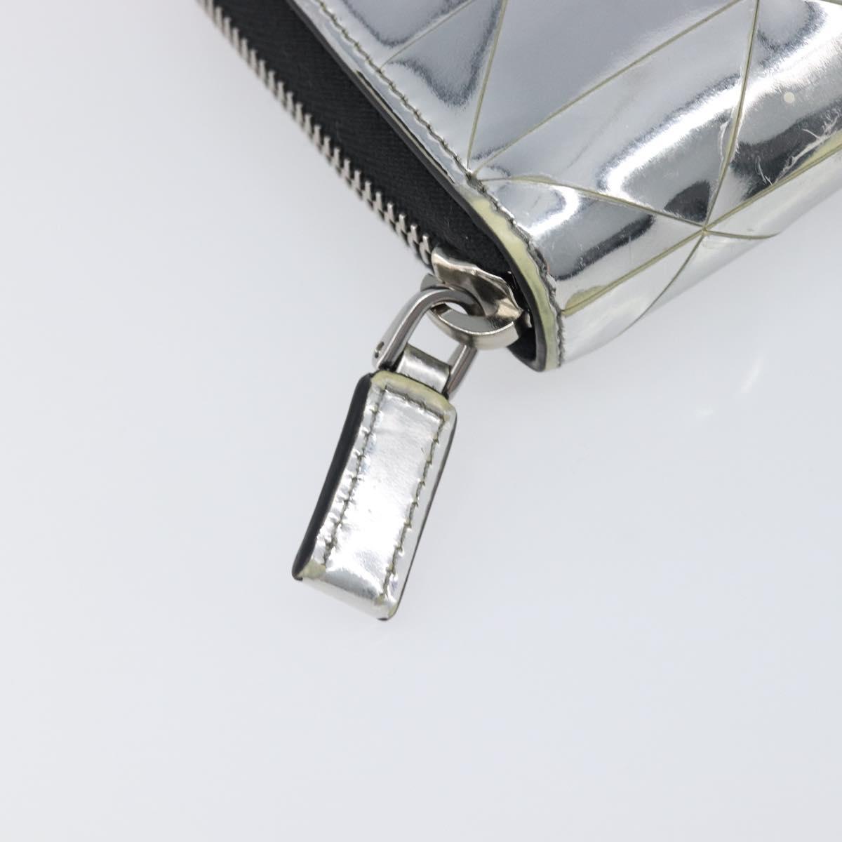 PRADA Long Wallet Leather Silver Auth 203045