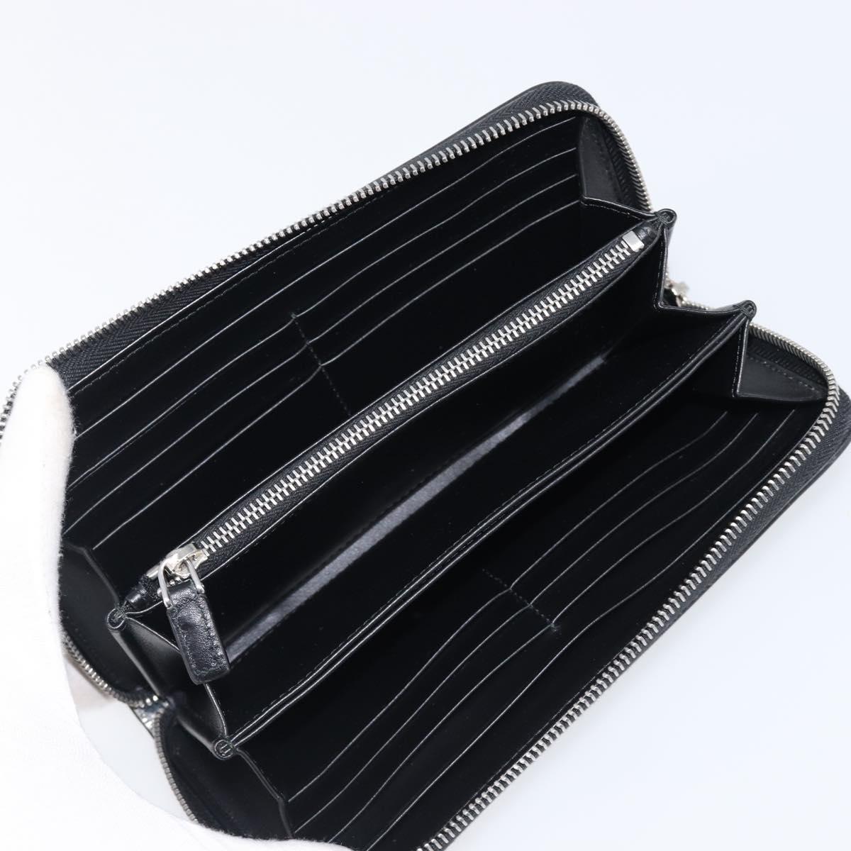PRADA Long Wallet Leather Silver Auth 203045
