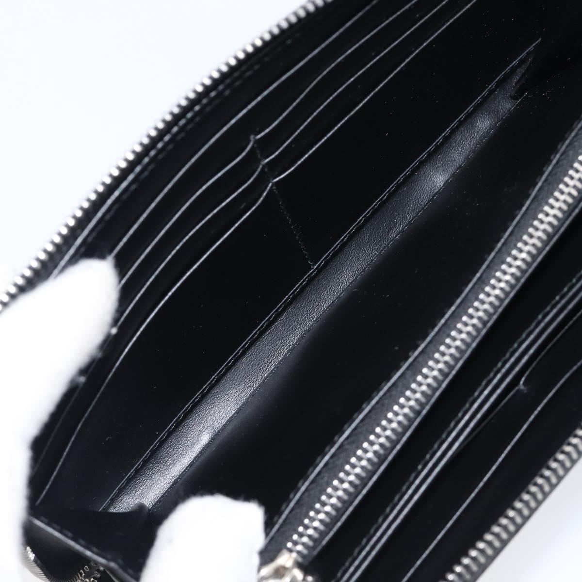 PRADA Long Wallet Leather Silver Auth 203045